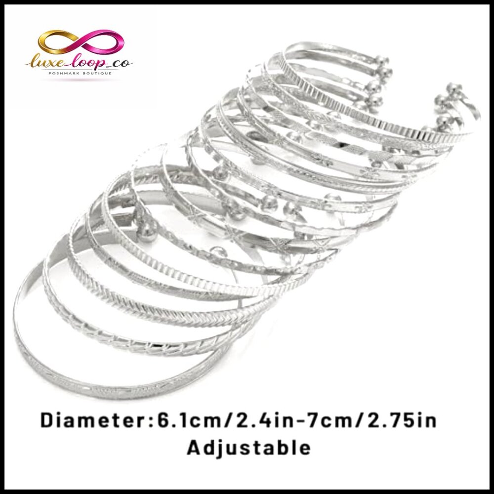 Gold Plated Stackable Bangle Bracelet Set, Adjust… - image 7